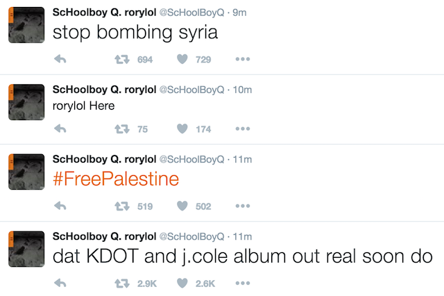 ScHoolboy Q hacked tweets 1