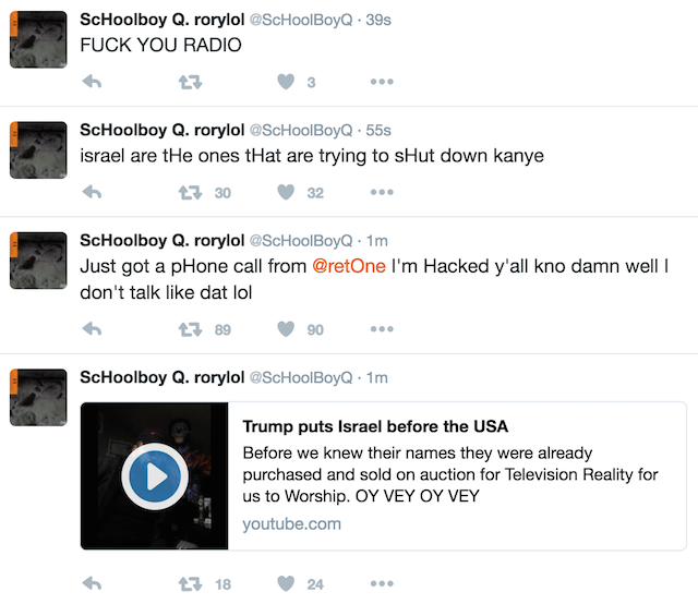 ScHoolboy Q hacked tweets 3
